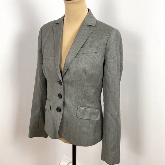 J Crew Grey Patterned  Fine Wool Cashmere Three Button Blazer Suit Jacket Size 6 - Picture 7 of 10